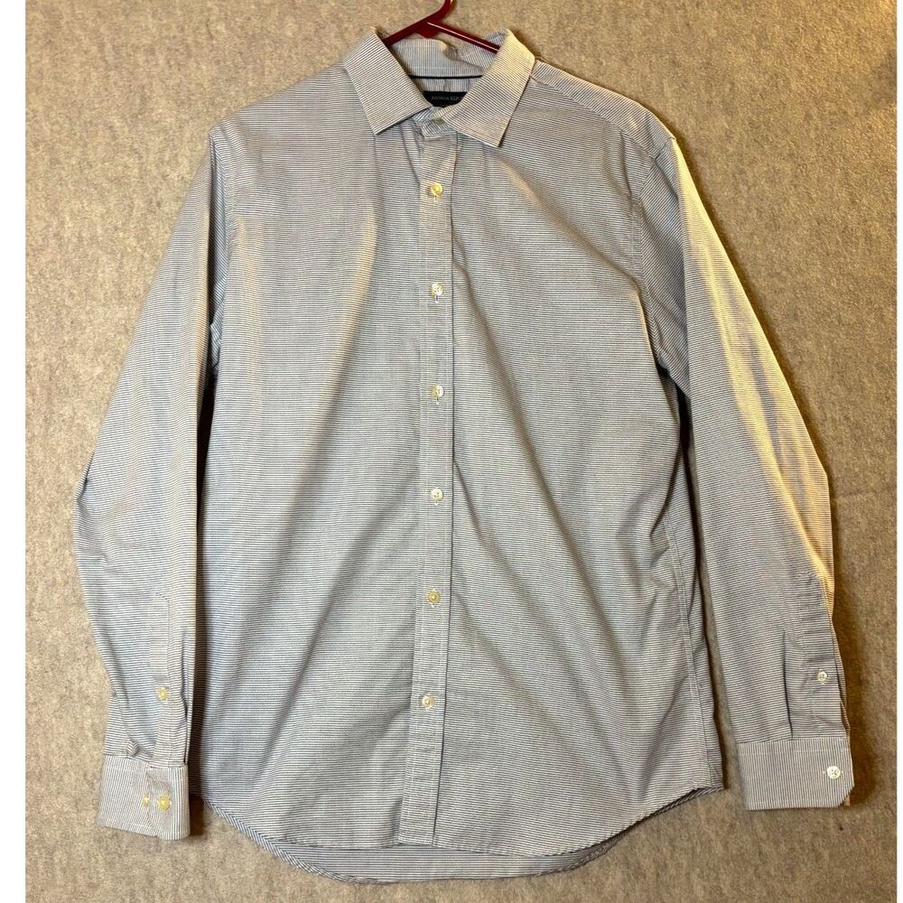 Banana Republic Men’s M Non-Iron Slim Fit Blue White Micro Stripe Shirt
